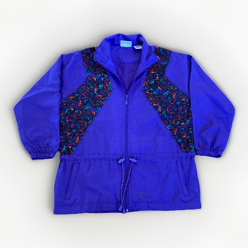 Reebok Jacket Womens XL Windbreaker Geometric Retro Colorblock Vintage 90s